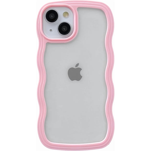 for iPhone 13 Case, Cute Curly Wave Frame Shape Shockproof Soft Compatible with iPhone Case (Pink,iPhone 13)