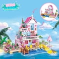 thumbnail image 2 of Set de construcción HSANHE Pink Girls Seaside Beach Villa 822 piezas, 2 of 6