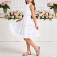 thumbnail image 6 of Lutiedan Girls Halter Neck Dress Sleeveless Ruffle Hem A-line Dress Knee Length Summer Elegant Swing Pleated Dress 5-14 Years, 6 of 7