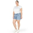 thumbnail image 2 of Celebrity Pink Juniors and Juniors Plus Ultra High Rise Fray Hem Denim Shorts, Sizes 1-24, 2 of 4