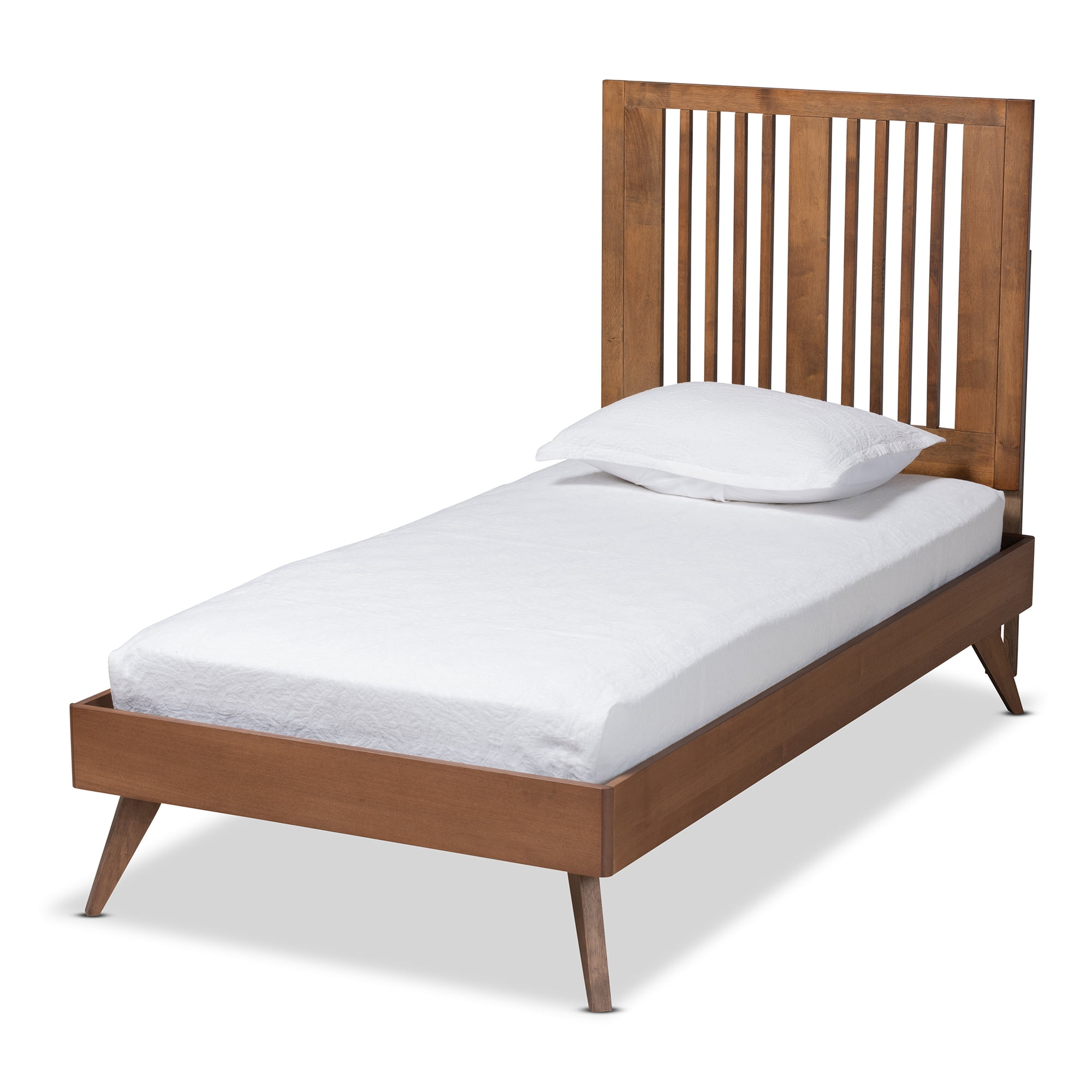 Baxton Studio Takeo Transitional Wood Platform Bed, Twin, Ash Walnut