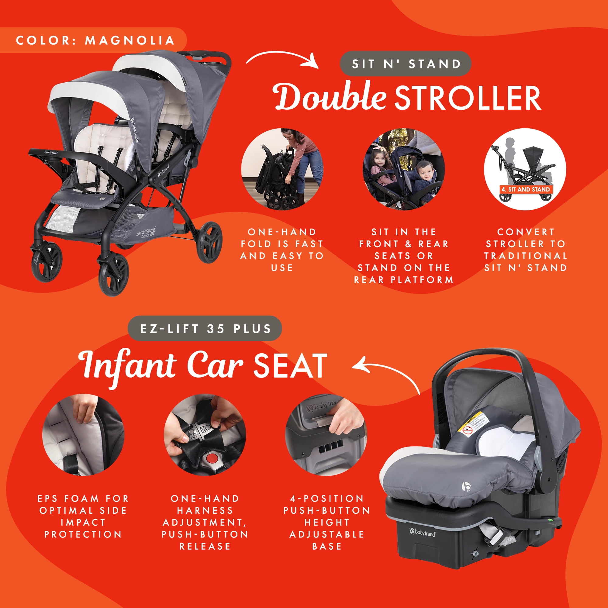 Orange car seat and stroller combo sales