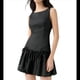 thumbnail image 2 of Vestido Mini Plisado Sin Mangas para Mujer, Corte A, Color Liso, Cuello Redondo, Cintura Ceñida, Lazo y Cremallera en la Espalda Negro S, 2 of 10