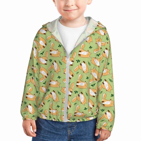 

Zeuib Cartoon Fox 2 Print Girls & Boys Sun Protection Hoodie with UPF 50+ Children’s Quick-Dry Jacket Perfect for Outdoor Activities-5 Years