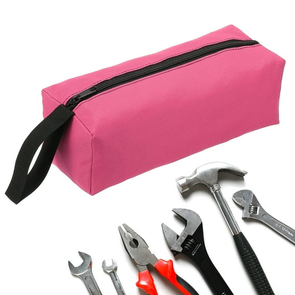 Uxcell Zipper Utility Tool Bag 10.2x4x3.3 Inch Multi-purpose Oxford Cloth Tote Tool Pouch Small Organize Bags, Pink