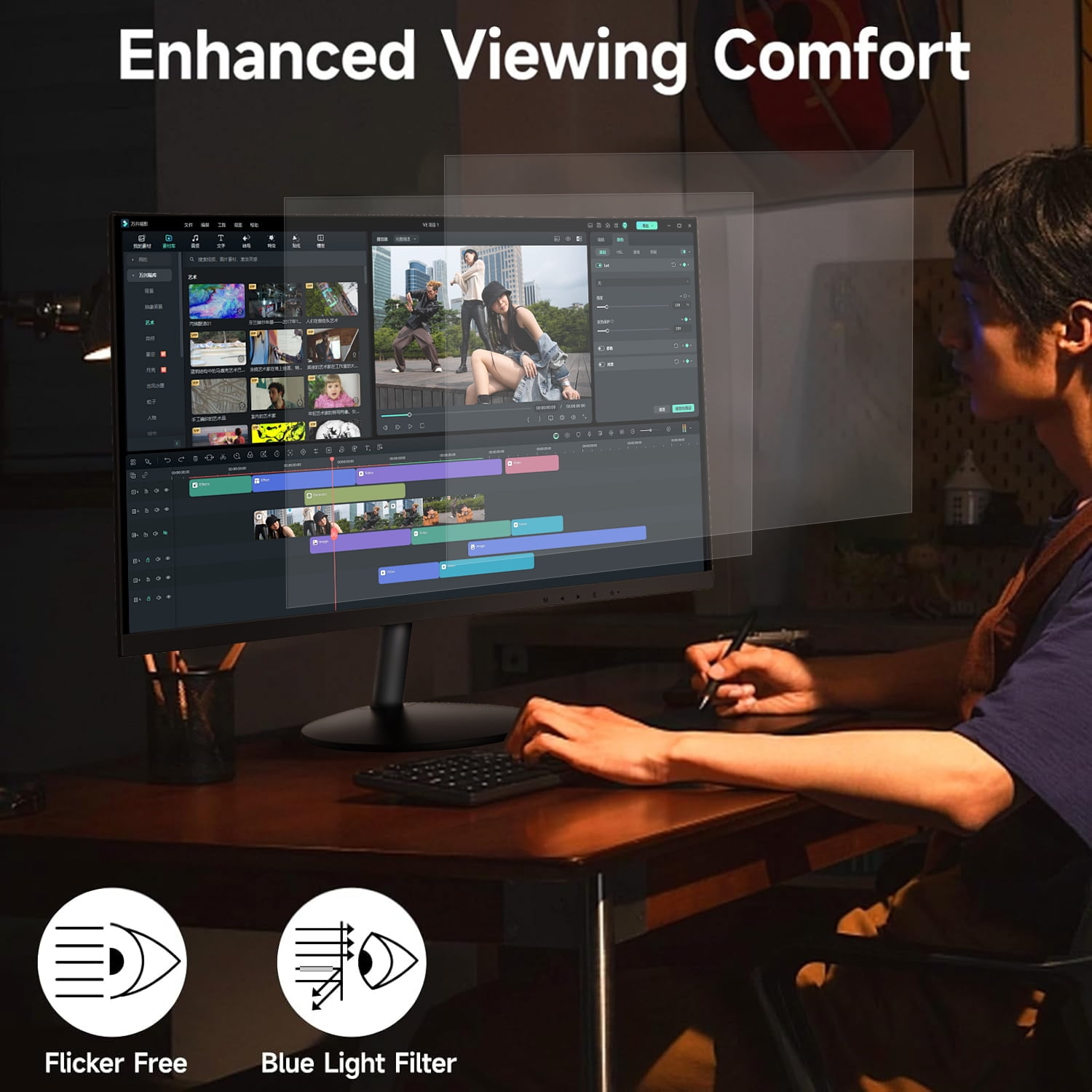 24 inch FHD 1080P Monitor – 100Hz Eye-Care Display, 3ms Rapid Response, AMD FreeSync Smooth Gameplay, Frameless Design, HDMI/DP Connectivity