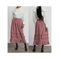 thumbnail image 4 of Yunliwuli Women's Plaid Print Long Skirt Elastic High Waist Frill Trim Ruffled A-Line Skirt for Summer, 4 of 10