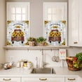 thumbnail image 3 of Farm Sunflowers Curtain Valances Set Summer Yellow Floral Leaves Red Truck Wooden Kitchen Curtains 36&nbsp;inch Length Rod Pocket Valance and Tiers 3 Piece Set Small Bedroom Bathroom Laundry Decor, 3 of 9