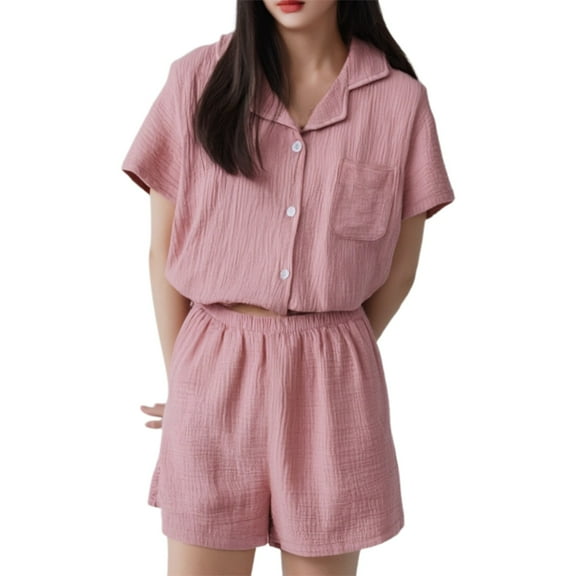 Women Pajama Sets Summer Pajamas for Women Set Men's And Women's Short Sleeve Pajama Set Lightweight Summer Sleepwear