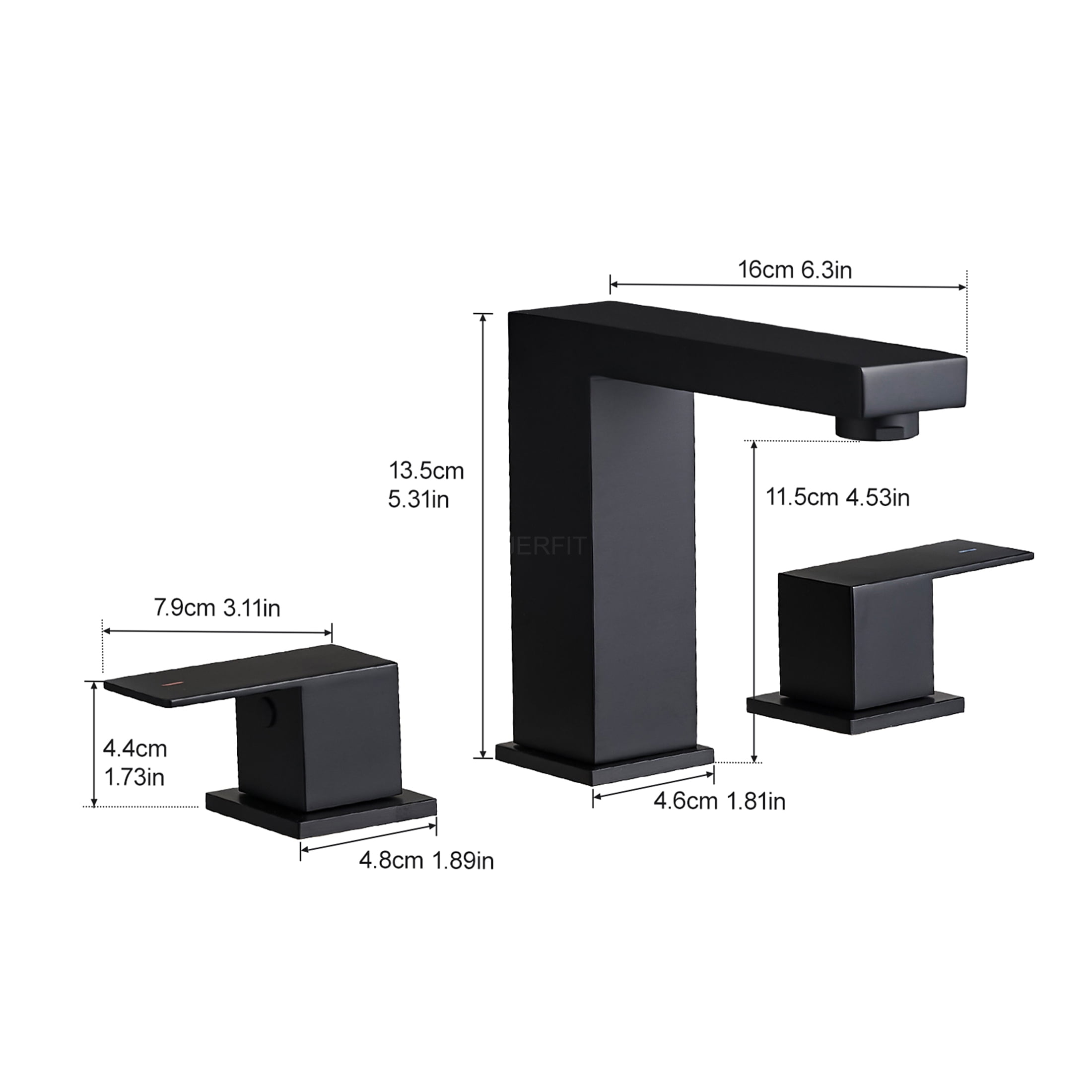 JERFIT 8-inch Widespread Bathroom Faucet, Matte Black 3-Hole Vanity Sink Faucet with Double Lever Handles and Pull-Out Hose, Solid Stainless Steel