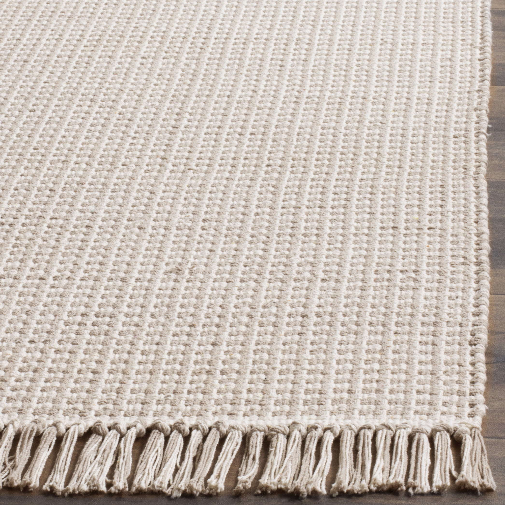 SAFAVIEH Montauk Patton Geometric Cotton Runner Rug, Ivory/Grey, 2'3" x 20'