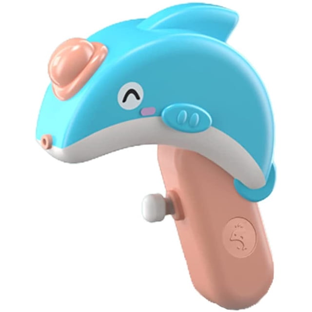 Juguete de pistola de agua de dibujos animados, adorable dinosaurio de bañera, minipistola de agua de dibujos animados, juguete de playa para exteriores para luchar contra el agua (delfín)