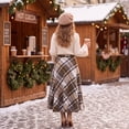 thumbnail image 4 of EANJE Midi Plaid Skirts for Women, Vintage Color‑Block Plaid A‑Line Swing Long Skirts, High Waist Loose Flowy Fleece Blend Skirts, Retro Casual Skirts for Fall Winter Daily Outfits Gray L, 4 of 5