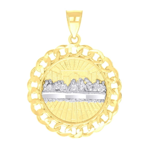 14k Two-tone Gold Mens Last Supper Religious Charm Pendant for Men