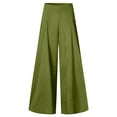 thumbnail image 4 of HAPIMO Women's Wide Leg Cuff Pants Summer Solid Pleated Comfy High Elastic Waist Trousers for Girls Leisure Workout Sports Loose Green M, 4 of 9