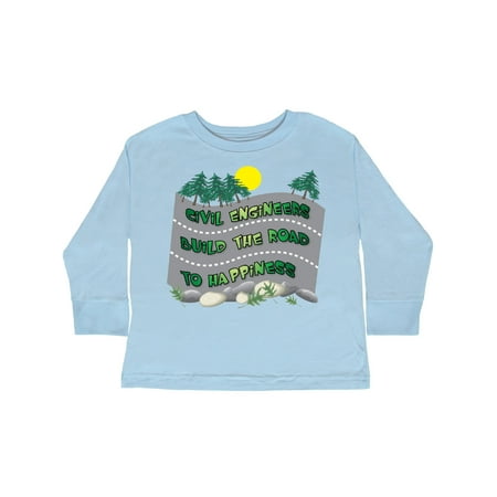 

Inktastic Civil Engineers Road To Happiness Gift Toddler Boy or Toddler Girl Long Sleeve T-Shirt