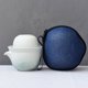 thumbnail image 1 of Juego de té de viaje con taza Estuche portátil Tetera personal de cerámica Juego de una tetera y dos tazas de cerámica negra, 1 of 5