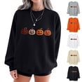 thumbnail image 2 of QINGFSAP Womens Halloween Sweatshirt Crewneck Long Sleeve Pullover Top Patched Pocket Rolled Cuff Graphic Print Sweatshirt, 2 of 3