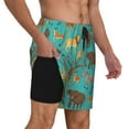 thumbnail image 3 of Picia Cute Animals pattern Mens Swim Trunks with Compression Liner Stretch Beach Shorts Quick Dry with Zipper Pockets No-Chafing Board Shorts-3X-Large, 3 of 9