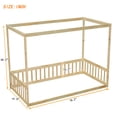 thumbnail image 4 of Floor Bed, Montessori Floor Bed, Twin Floor Bed Frame with 16" High Fence Guardrails, Twin Size Canopy Floor Bed Frame for Girls, Boys and Teens, Natural, 4 of 9