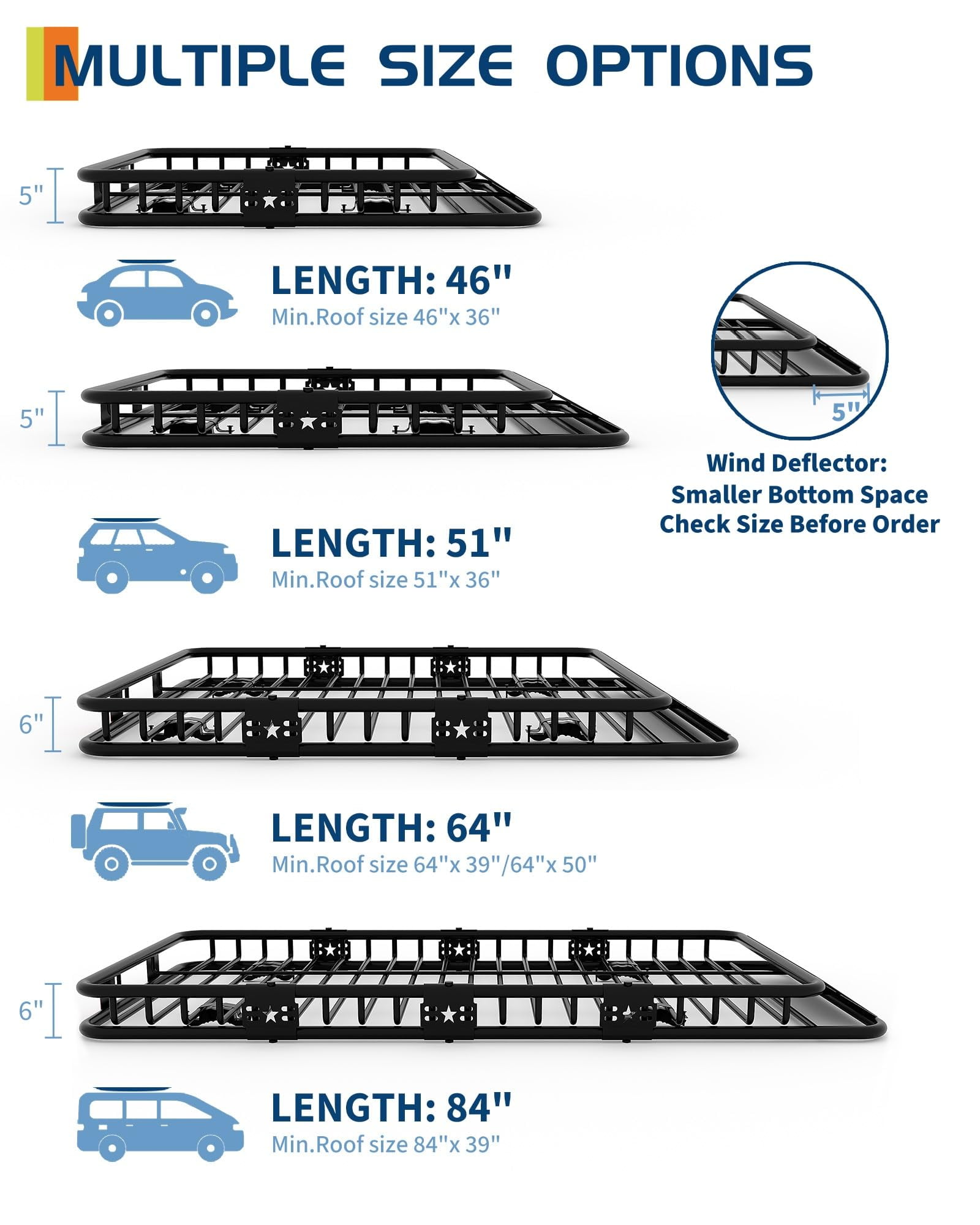 GOGRANT Universal 200LB Heavy Duty Roof Rack Cargo Carrier Basket 64" x 50" x 6"