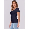 thumbnail image 4 of ANRABESS Short Sleeve Tops for Women Trendy Scoop Neck Summer Tops Shirts Ribbed Knit Slim Fitted Basic Tees Spring Casual Clothes Navy Blue S, 4 of 9