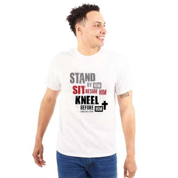 Stand Sit Kneel Religious Jesus Plus Size Crewneck Graphic Tee Shirt Brisco Brands 4X