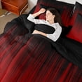 thumbnail image 4 of jejeloiu Geometric Stripes Lines 7pcs Bedding Comforter Set,Neon Red Striped Queen Bedding Sets For Men Women Reversible, 4 of 8