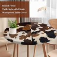 thumbnail image 5 of Round Fitted Tablecloth with Elastic Edge Vintage Western Cow Skin Texture Table Cloth for 36"-44" Circle Tables,Waterproof Oil-Proof Table Cover for Outdoor Picnic Party,Farmhouse Cowhide Speckles, 5 of 6