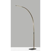 Adesso Sonic 91 Modern Dimmable LED Antique Brass & Black Marble Arc Floor Lamp