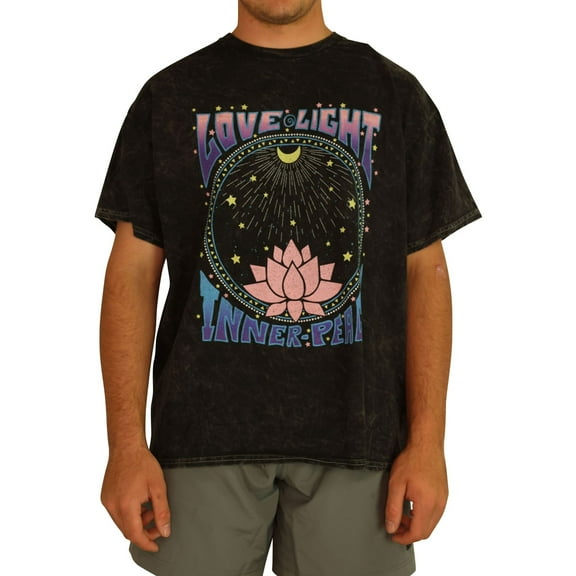 Junk Food Mens Love Light Inner Peace Graphic T-Shirt, Black, Medium