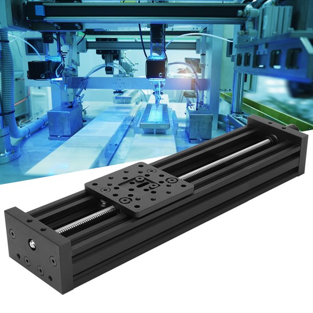 Linear Guide Slide Table, Aluminum Alloy Screw Slide Linear Table 2mm , High Rigidity CNC Sliding Table, 250-500mm Effective Stroke for 3D Printers, Engraving Machines