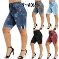 thumbnail image 2 of Vintage Skinny Short Jeans Women Summer Streetwear Jeans Yoga Mid Waist Hole Denim Shorts, 2 of 5