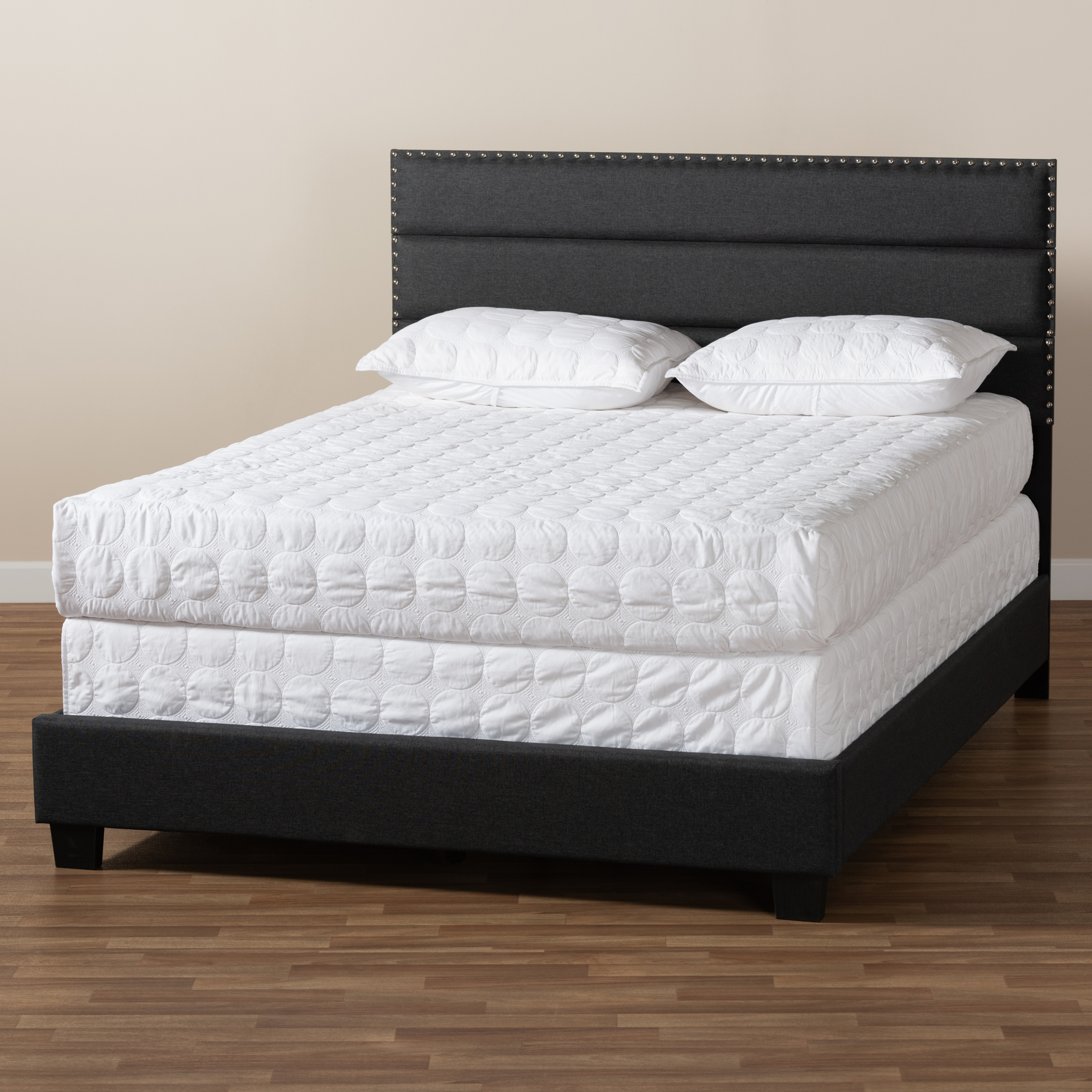 Baxton Studio Ansa Modern and Contemporary Dark Gray Fabric Upholstered Queen Size Bed