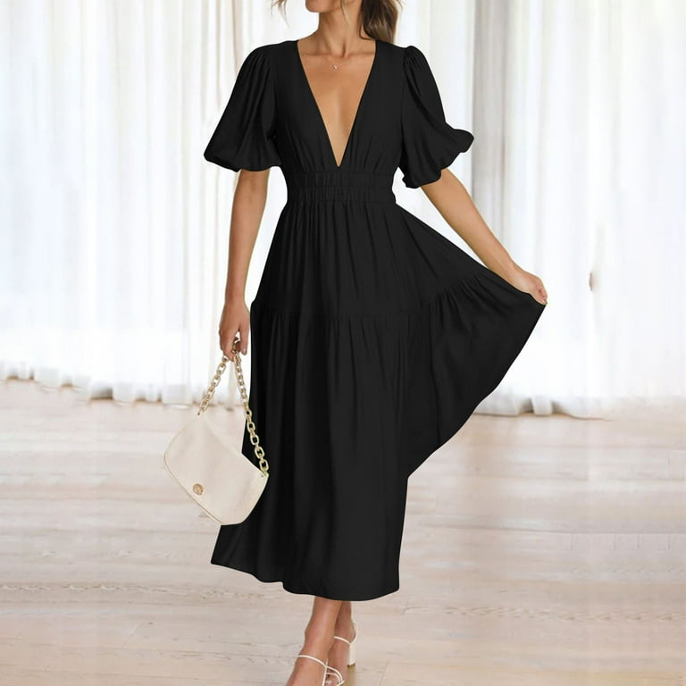 white christmas dresses The Linen V-Neck Midi Dress