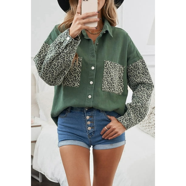 Walmart leopard denim jacket sale