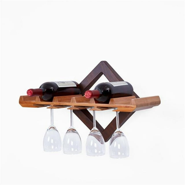 Danya B WL-D106W6 Hanging Wine Bottle & Stemware Rack - Brown