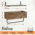 thumbnail image 2 of Autumn Alley Rustic Farmhouse Bathroom Shelves Wall Mounted – Industrial Floating Shelves for Bathroom With Towel Bar – Stunning Inlaid Wood Design, Above Toilet Shelves Rustic Towel Rack, 2 of 9