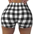 thumbnail image 2 of Rateoe Black White Plaid Printed Power Workout Shorts for Women Tummy Control Squat Proof Ribbed Thick Seamless Scrunch Active Short-Medium, 2 of 8