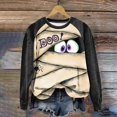 thumbnail image 4 of HCYSFG Womens Halloween Sweatshirts Mummy Casual Crewneck Long Sleeve Ribbed Drop Shoulder Relaxed Fit Pullovers Holiday Tops, 4 of 6