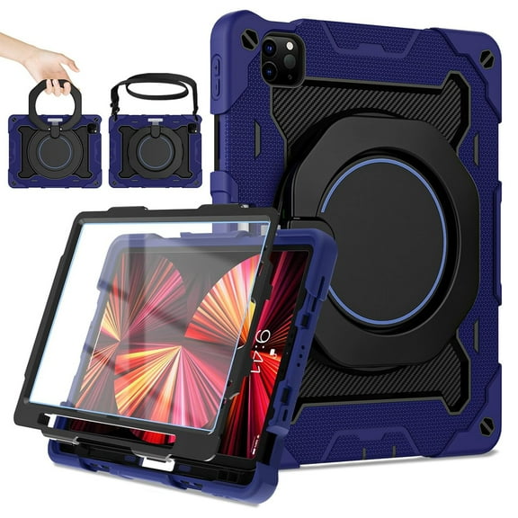 Iokmax for iPad Air 5th 4th Generation Case (2022 2020) 10.9 inch & iPad Pro 11 Case 4th/3rd/2nd/1st Gen[Screen Protector, Pen Holder,15ft Drop Protection]with 360 Stand Hand Strap for Kids Women Man