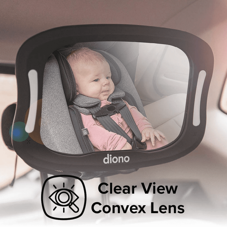 Baby rear view top mirror with light