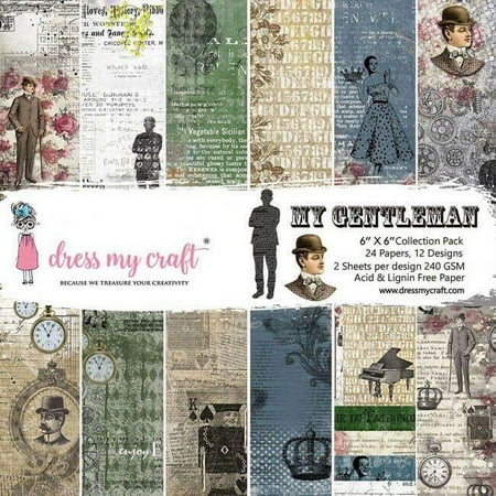 UPC: 0194186001293 | Dress My Craft Single-Sided Paper Pad 6 X6 24/Pkg-The Gentleman 12 Designs/2 Each
