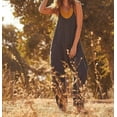 thumbnail image 2 of Summer Women's Loose Sleeveless Jumpsuits Spaghetti Strap Long Pant Romper Jumpsuit With Pockets Zipper, 2 of 8