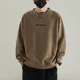 thumbnail image 3 of Sudaderas para hombre de algodón, ropa holgada para hombre, sudadera negra con capucha, ropa de calle sin capucha, overfit, sencilla, color pastel, cálida, 3 of 5