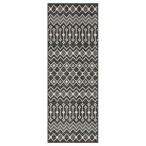 2ft 7in x 7ft 3in Indoor/Outdoor Geometric Trellis Area Rug Runner for Entryway