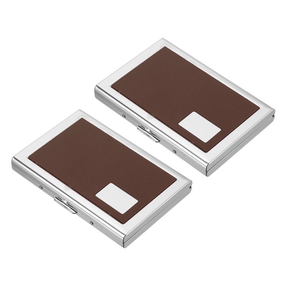Uxcell RFID Credit Card Holder Metal Wallet 6 Slots Men Women Hard Protector Case Brown 2 Pack