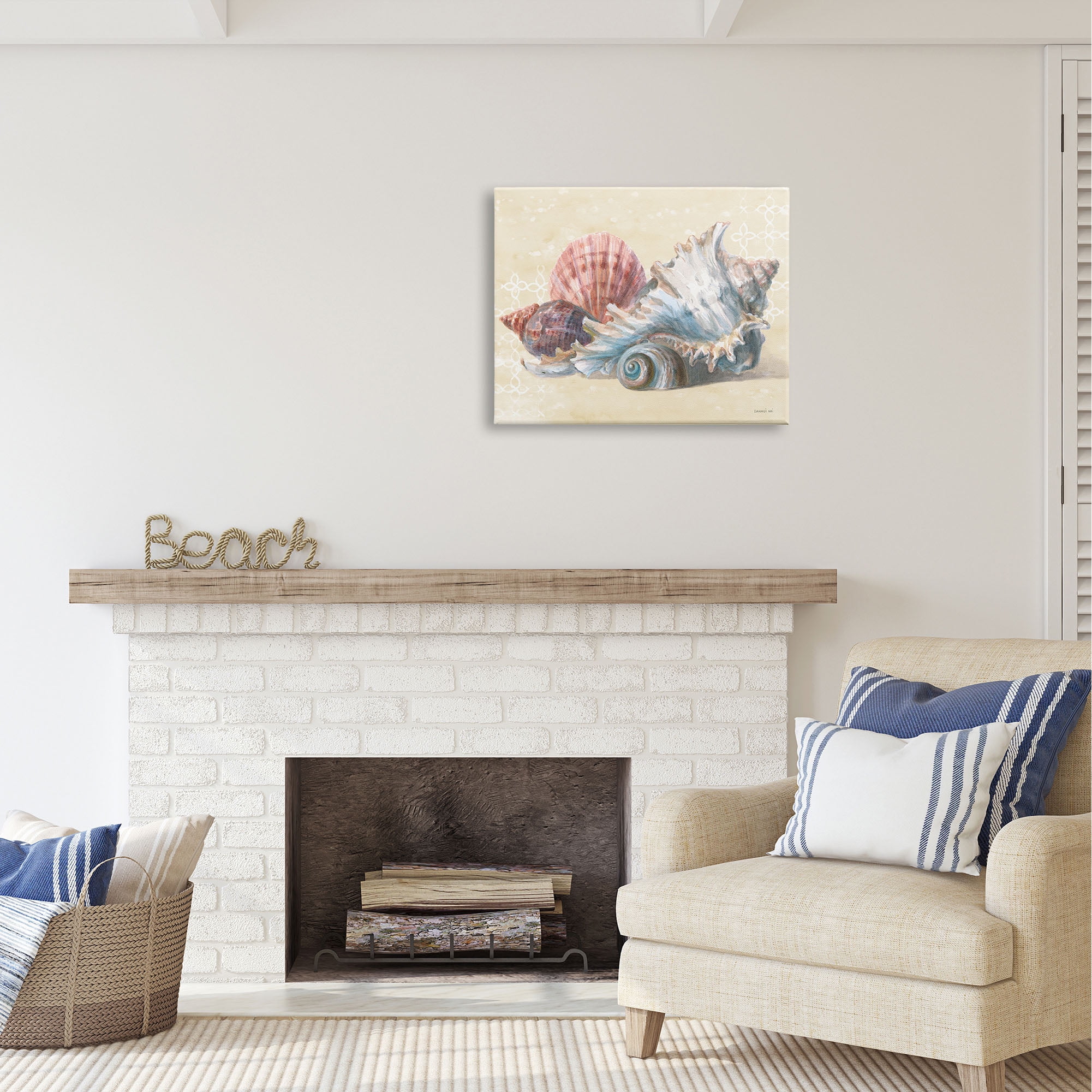 Stupell Industries Beach Seashells Patterned Animals & Insects Painting Gallery Wrapped Canvas Print Wall Art, 30 x 24