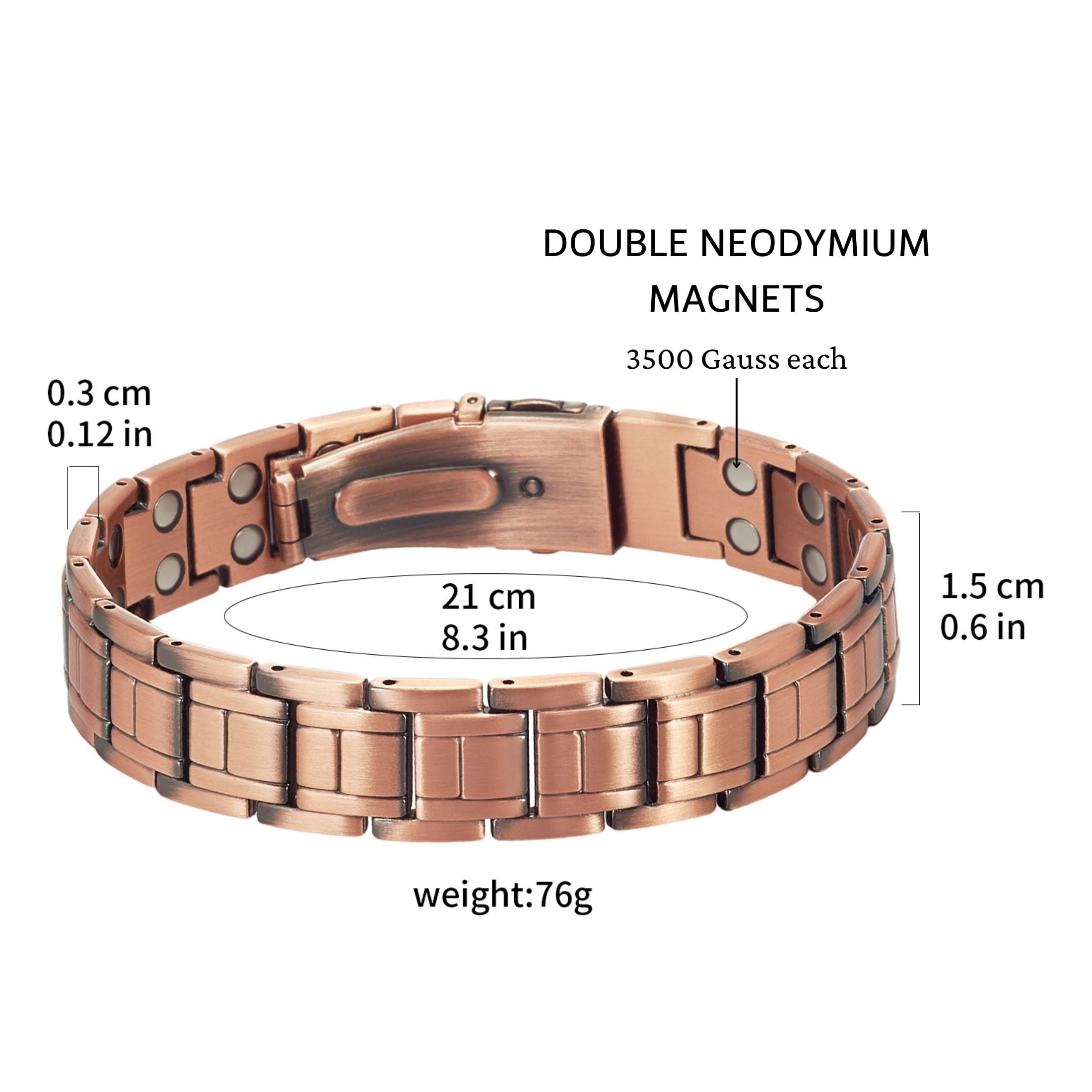 Vagzen 2X Strength Magnetic Copper Bracelet for Men, Gifts for Husband, Length 8.3 In, Width 0.6 In
