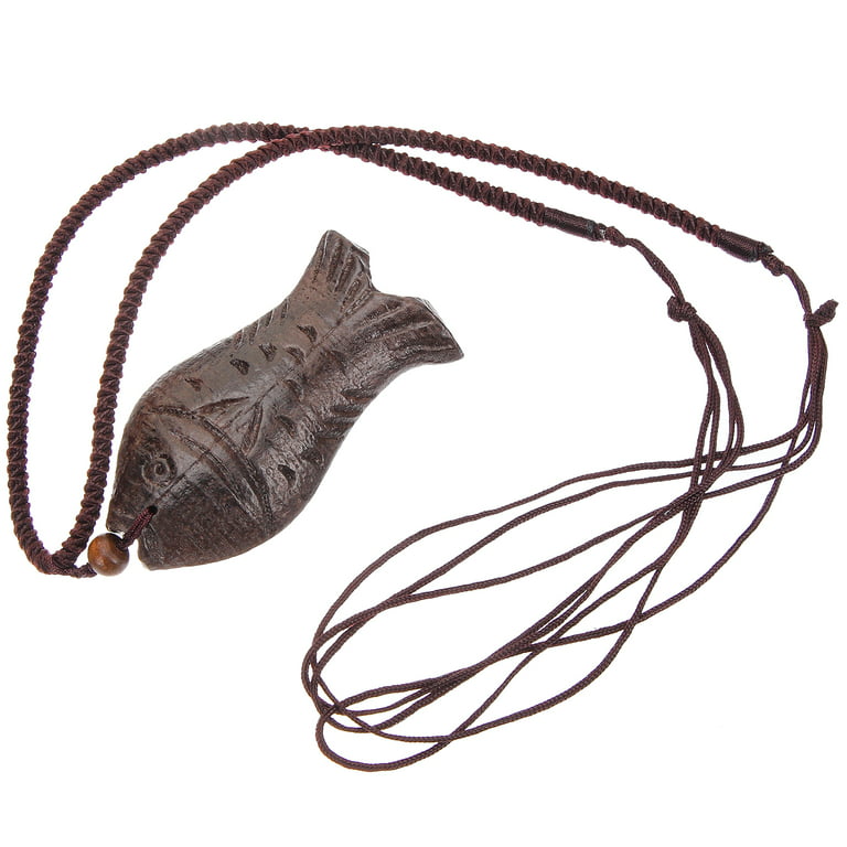 Hemoton Wooden Fish Necklace Vintage Pendant Necklace Personalized Neck Chain for Men Women, adult Unisex, Size: 34X7.5CM, Grey Type